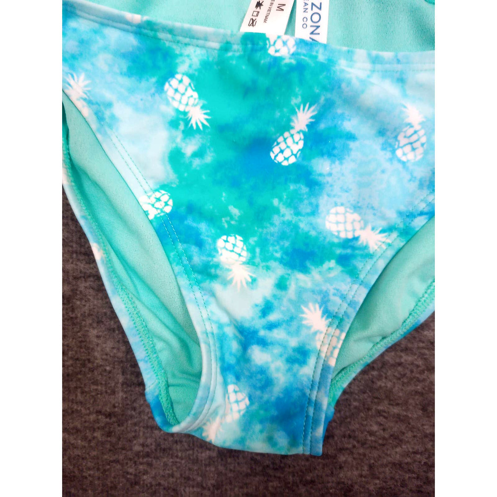 NWT Arizona Women Size M Blue Tie Dye Pineapple Hipster Bikini Swim Bottoms - Picture 6 of 7